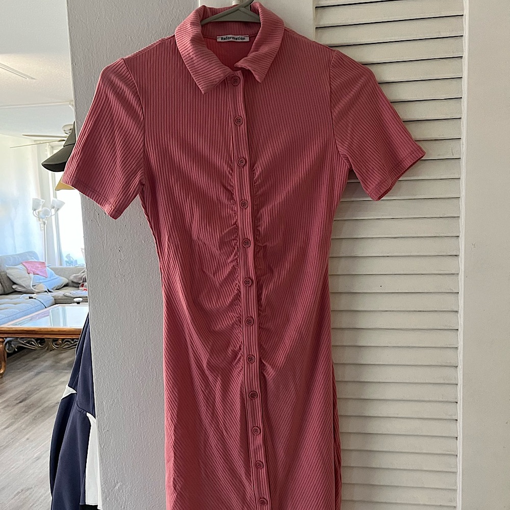Casual light pink mini dress